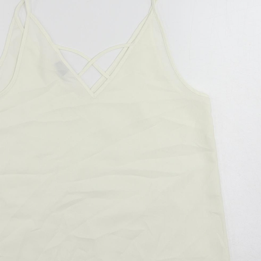 Miss Selfridge Womens Ivory Polyester Camisole Tank Size 14 V-Neck