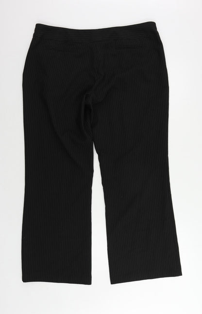 Petite Womens Black Striped Polyester Dress Pants Trousers Size 16 L29 in Regular Zip