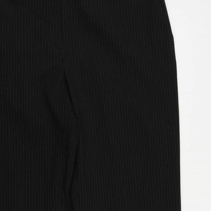Petite Womens Black Striped Polyester Dress Pants Trousers Size 16 L29 in Regular Zip