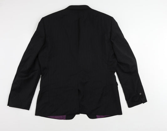 NEXT Mens Black Striped Wool Jacket Suit Jacket Size 44 Regular