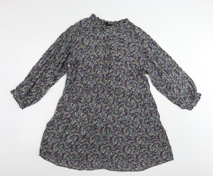 VERO MODA Womens Multicoloured Floral Viscose A-Line Size L V-Neck Pullover