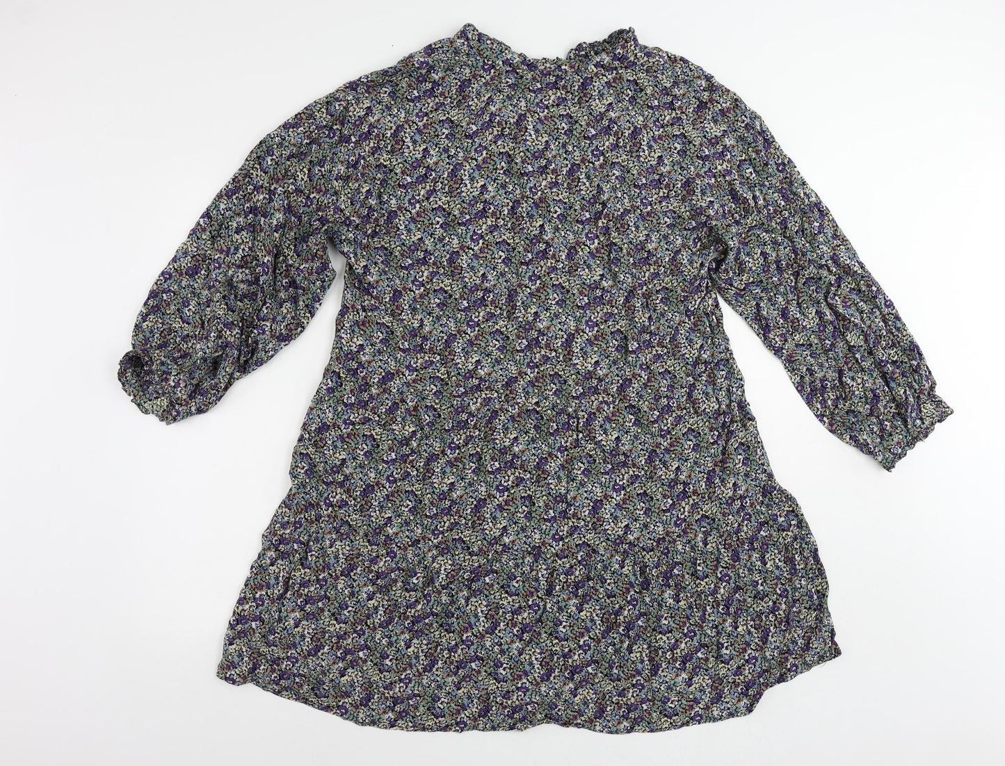 VERO MODA Womens Multicoloured Floral Viscose A-Line Size L V-Neck Pullover