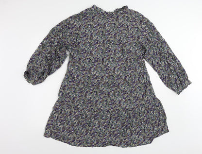 VERO MODA Womens Multicoloured Floral Viscose A-Line Size L V-Neck Pullover