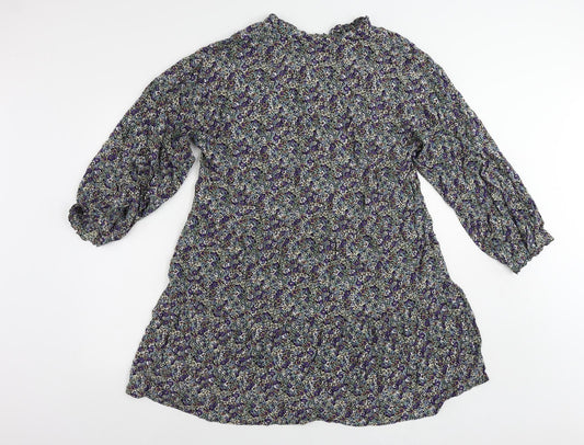 VERO MODA Womens Multicoloured Floral Viscose A-Line Size L V-Neck Pullover
