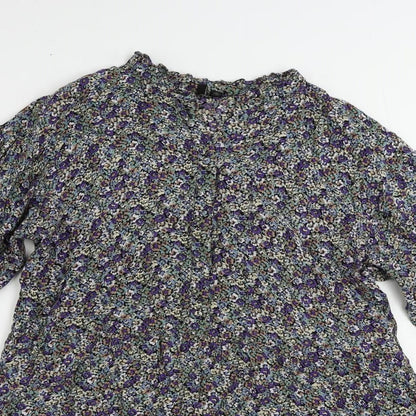 VERO MODA Womens Multicoloured Floral Viscose A-Line Size L V-Neck Pullover