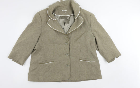 Klass Womens Beige Jacket Blazer Size 22 Button
