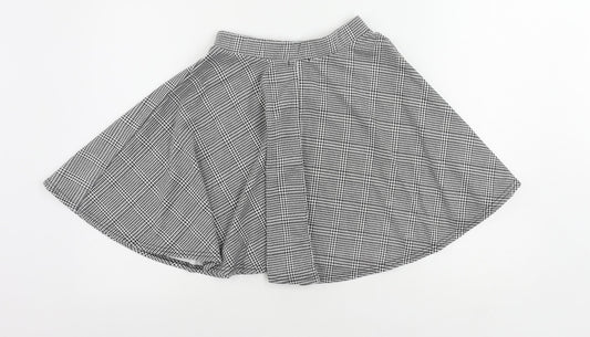 Boohoo Womens Grey Geometric Polyacrylate Fibre Skater Skirt Size 8 - Elastic Waist