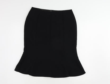 Marks and Spencer Womens Black Polyester Flare Skirt Size 12 Zip - Lined