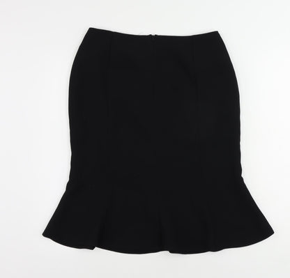 Marks and Spencer Womens Black Polyester Flare Skirt Size 12 Zip - Lined