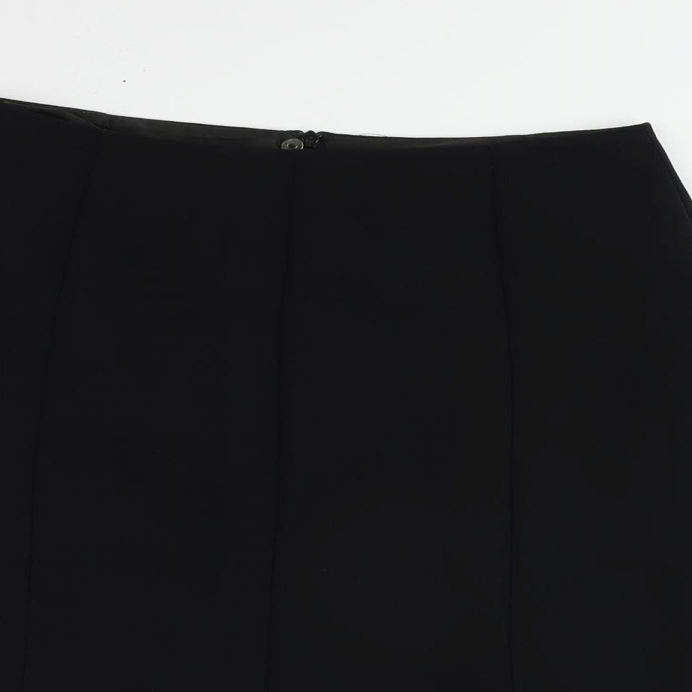 Marks and Spencer Womens Black Polyester Flare Skirt Size 12 Zip - Lined