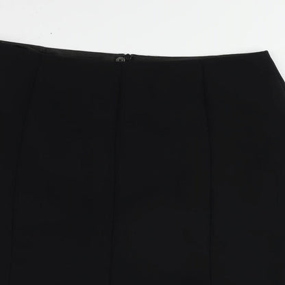 Marks and Spencer Womens Black Polyester Flare Skirt Size 12 Zip - Lined