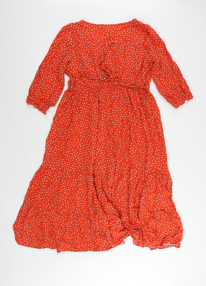 JoJo Maman Bébé Womens Red Polka Dot Viscose A-Line Size M V-Neck Pullover