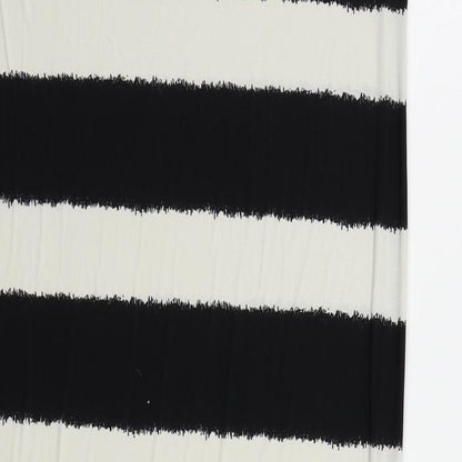 M&Co Womens Black Striped Polyester Maxi Size 16 Round Neck Pullover