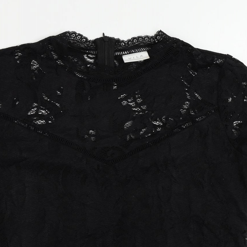 Womens UK Size L VILA Black Basic Blouse
