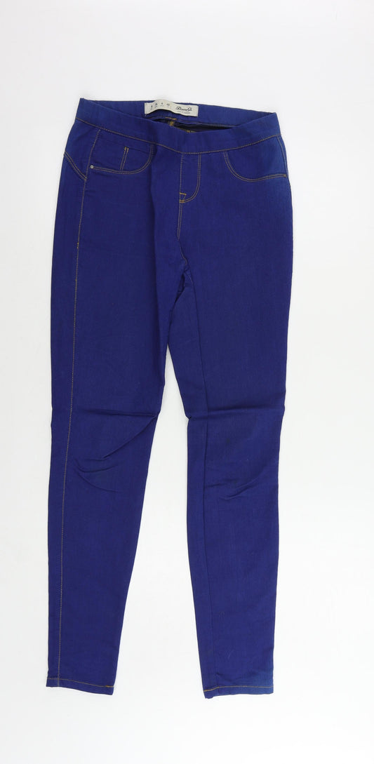 Denim & Co. Womens Blue Cotton Jegging Jeans Size 8 L29 in Regular - Elastic Waist