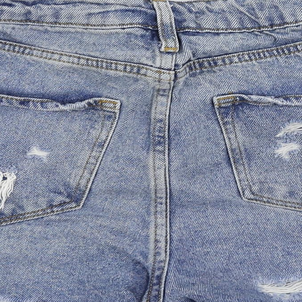 Denim & Co. Womens Blue Cotton Cut-Off Shorts Size 4 L3 in Regular Zip - Side Stripe