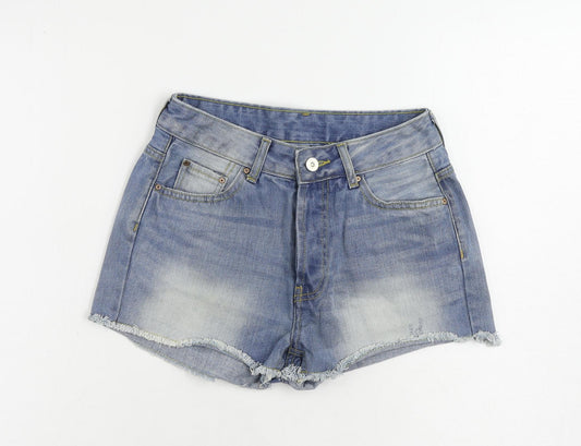 Denim & Co. Womens Blue Cotton Cut-Off Shorts Size 8 L3 in Regular Zip