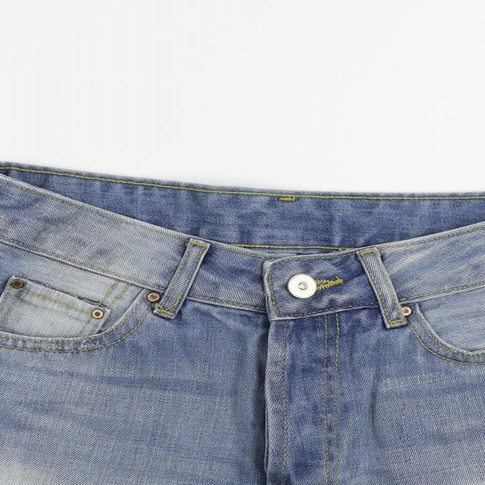Denim & Co. Womens Blue Cotton Cut-Off Shorts Size 8 L3 in Regular Zip