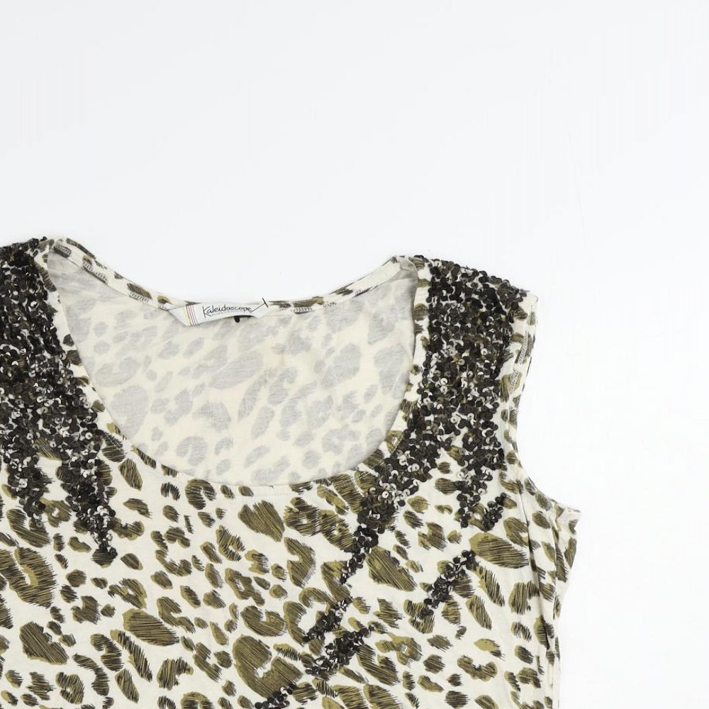 Womens UK Size 14 Kaleidoscope Ivory Basic Tank