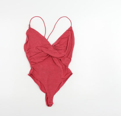 Zara Womens Pink Polyester Bodysuit One-Piece Size M Snap