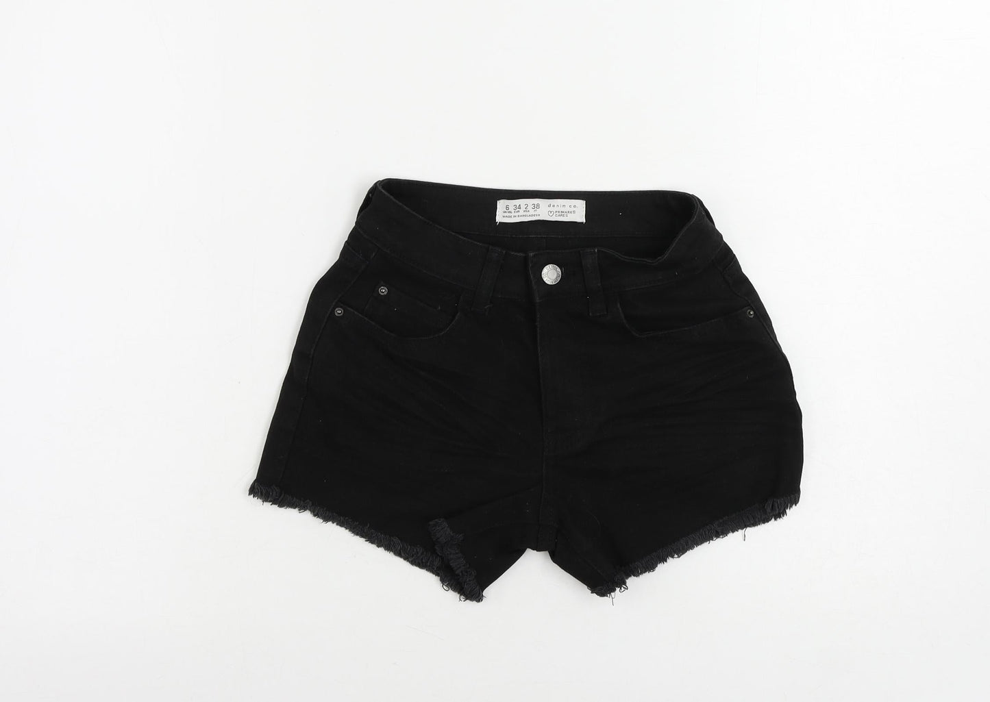 Denim & Co. Womens Black Cotton Cut-Off Shorts Size 6 L4 in Regular Zip