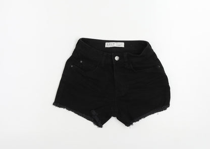 Denim & Co. Womens Black Cotton Cut-Off Shorts Size 6 L4 in Regular Zip