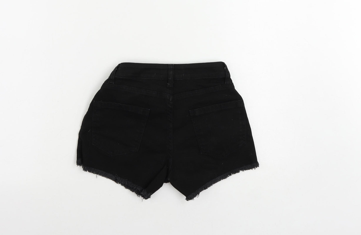 Denim & Co. Womens Black Cotton Cut-Off Shorts Size 6 L4 in Regular Zip