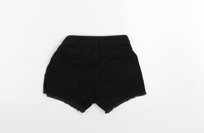 Denim & Co. Womens Black Cotton Cut-Off Shorts Size 6 L4 in Regular Zip