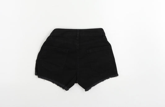 Denim & Co. Womens Black Cotton Cut-Off Shorts Size 6 L4 in Regular Zip