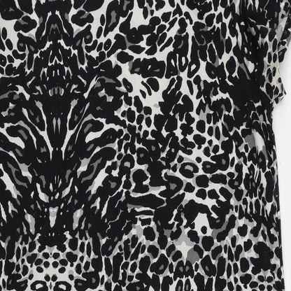 H&M Womens Black Animal Print Polyester T-Shirt Dress Size XL Round Neck Zip