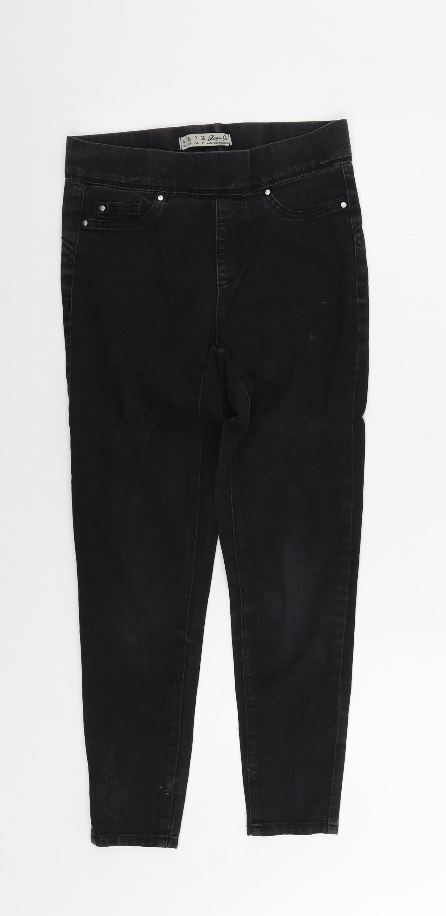 Denim & Co. Womens Black Cotton Jegging Jeans Size 6 L24 in Regular - Elastic Waist