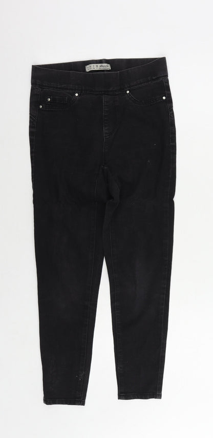 Denim & Co. Womens Black Cotton Jegging Jeans Size 6 L24 in Regular - Elastic Waist