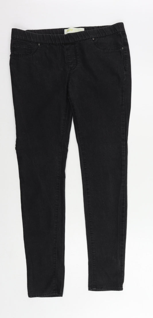 Denim & Co. Womens Black Cotton Jegging Jeans Size 12 L30 in Regular - Elastic Waist