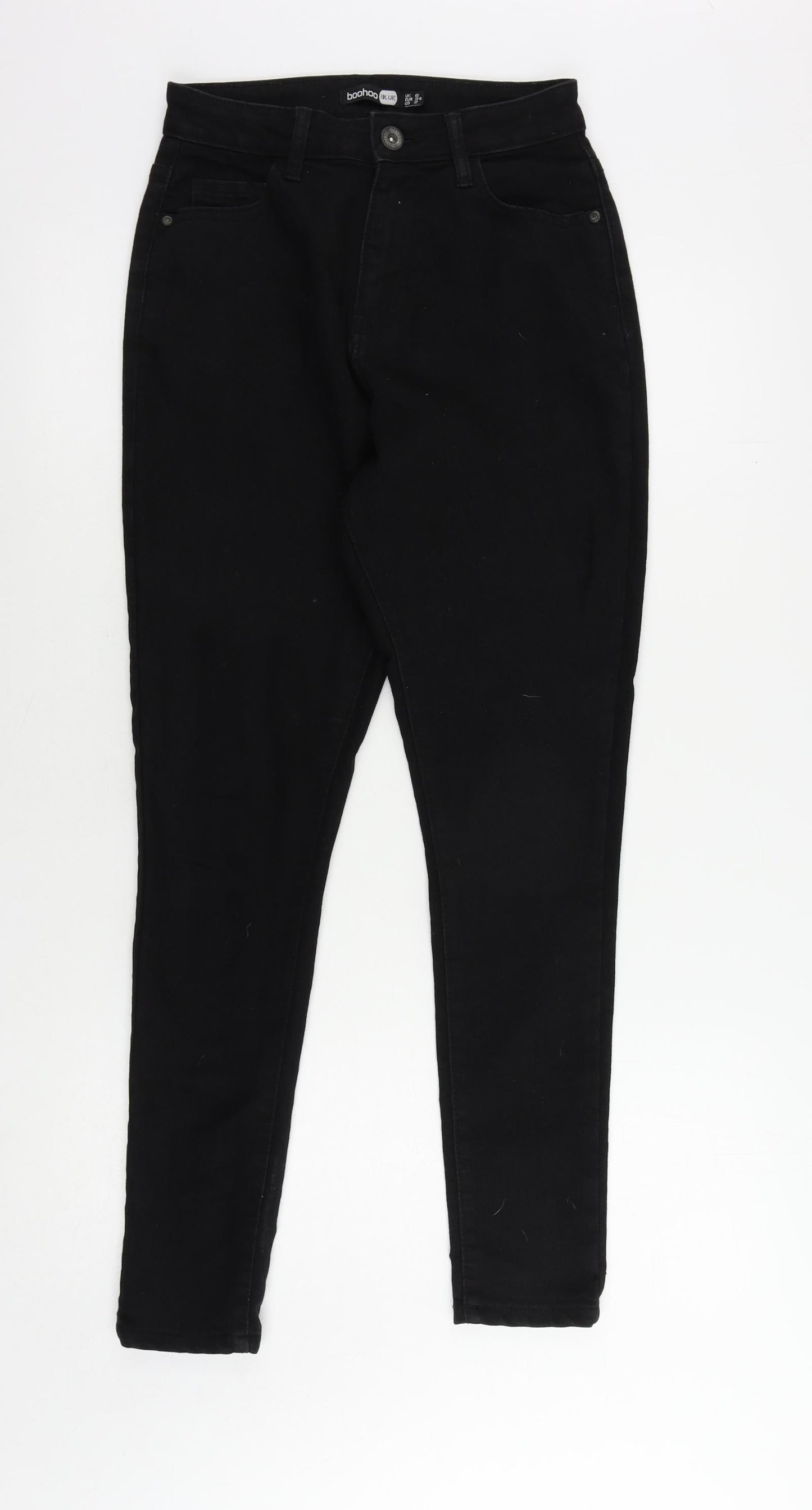 Boohoo Womens Black Cotton Skinny Jeans Size 6 L27 in Regular Zip