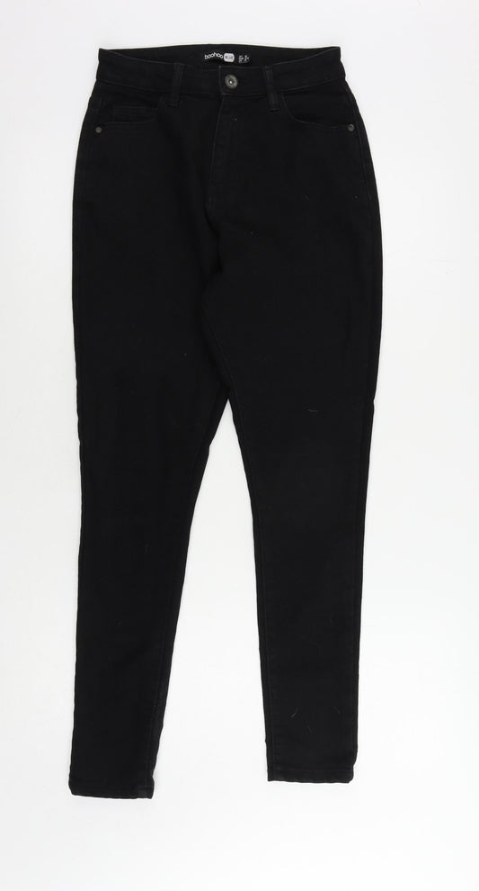 Boohoo Womens Black Cotton Skinny Jeans Size 6 L27 in Regular Zip