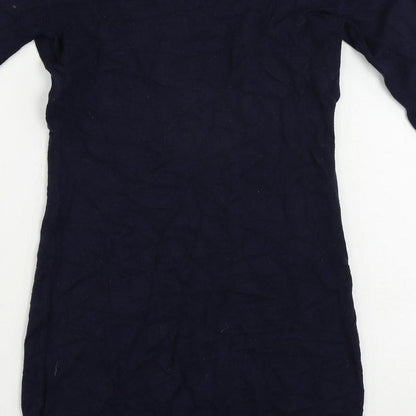 H&M Womens Blue Viscose Jumper Dress Size S Scoop Neck Pullover