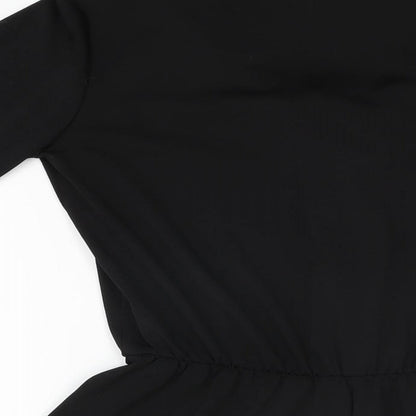 Topshop Womens Black Polyester Playsuit One-Piece Size 10 Tie