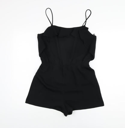Topshop Womens Black Polyester Playsuit One-Piece Size 10 L3 in Pullover