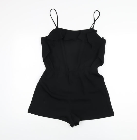 Topshop Womens Black Polyester Playsuit One-Piece Size 10 L3 in Pullover