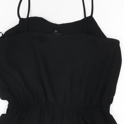Topshop Womens Black Polyester Playsuit One-Piece Size 10 L3 in Pullover