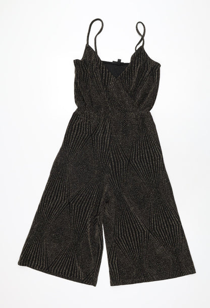 Topshop Womens Black Nylon Jumpsuit One-Piece Size 6 L15 in Pullover