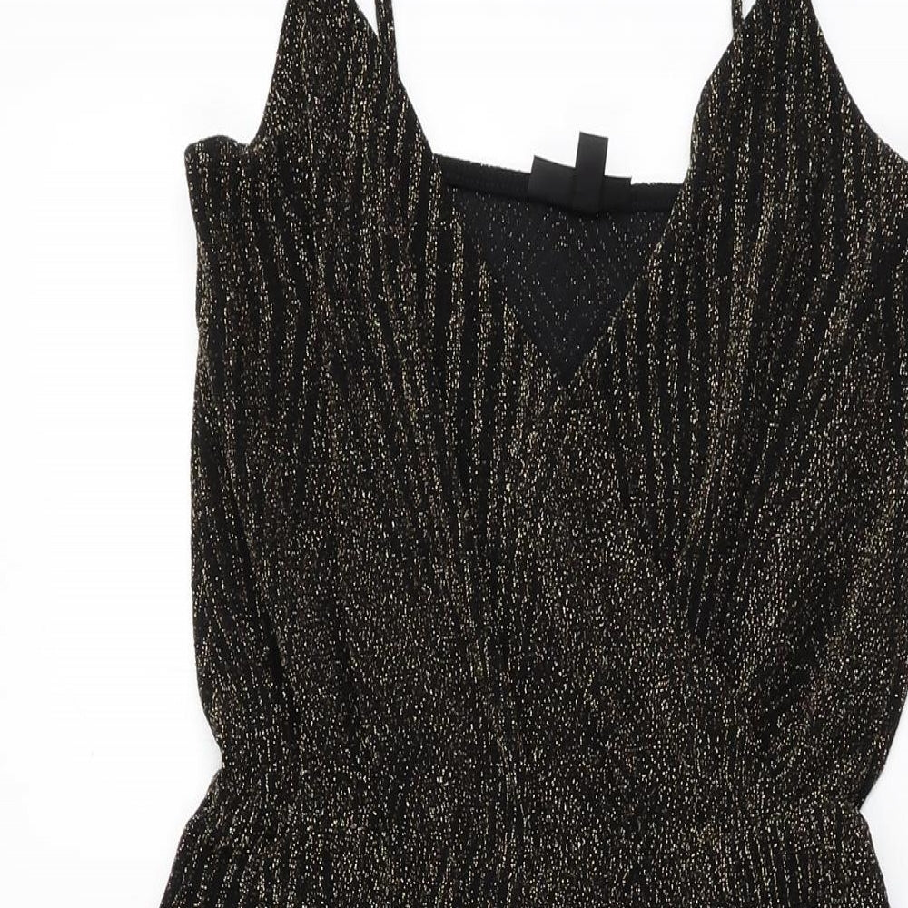 Topshop Womens Black Nylon Jumpsuit One-Piece Size 6 L15 in Pullover