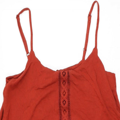Topshop Womens Red Viscose Playsuit One-Piece Size 8 Button