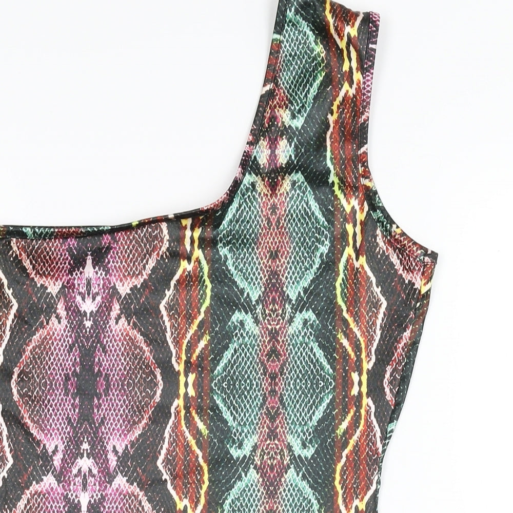 I SAW IT FIRST Womens Multicoloured Animal Print Polyester Bodysuit One-Piece Size 8 Snap