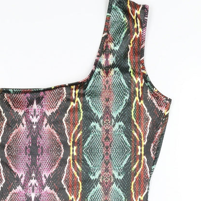I SAW IT FIRST Womens Multicoloured Animal Print Polyester Bodysuit One-Piece Size 8 Snap