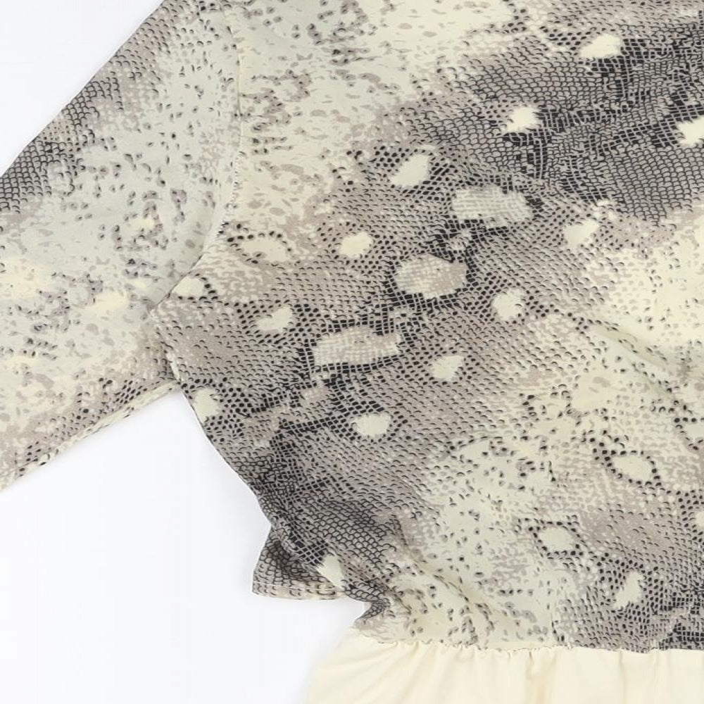 Nasty Gal Womens Beige Animal Print Polyester Bodysuit One-Piece Size 6 Snap - Snake Print