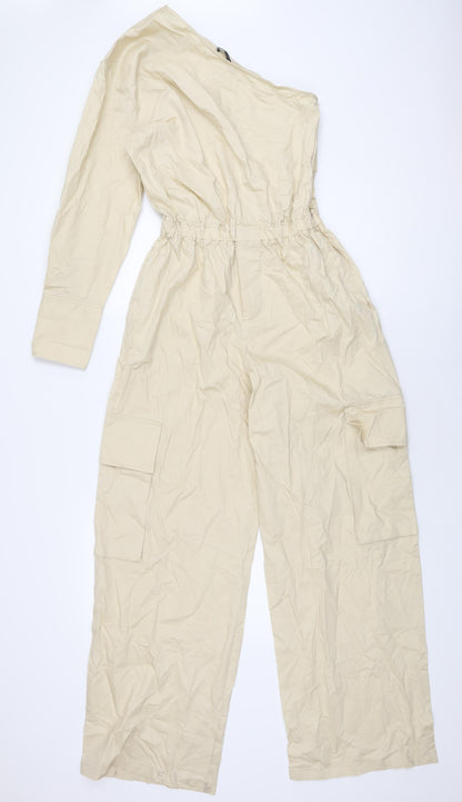 Zara Womens Beige Cotton Jumpsuit One-Piece Size XS L30 in Zip