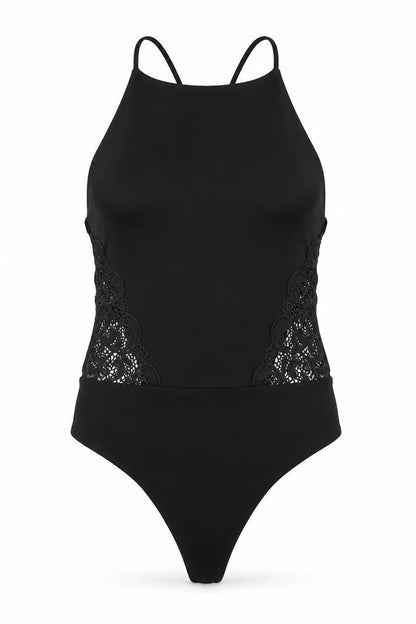 Womens UK Size 10 Missguided One-Piece Black Bodysuit