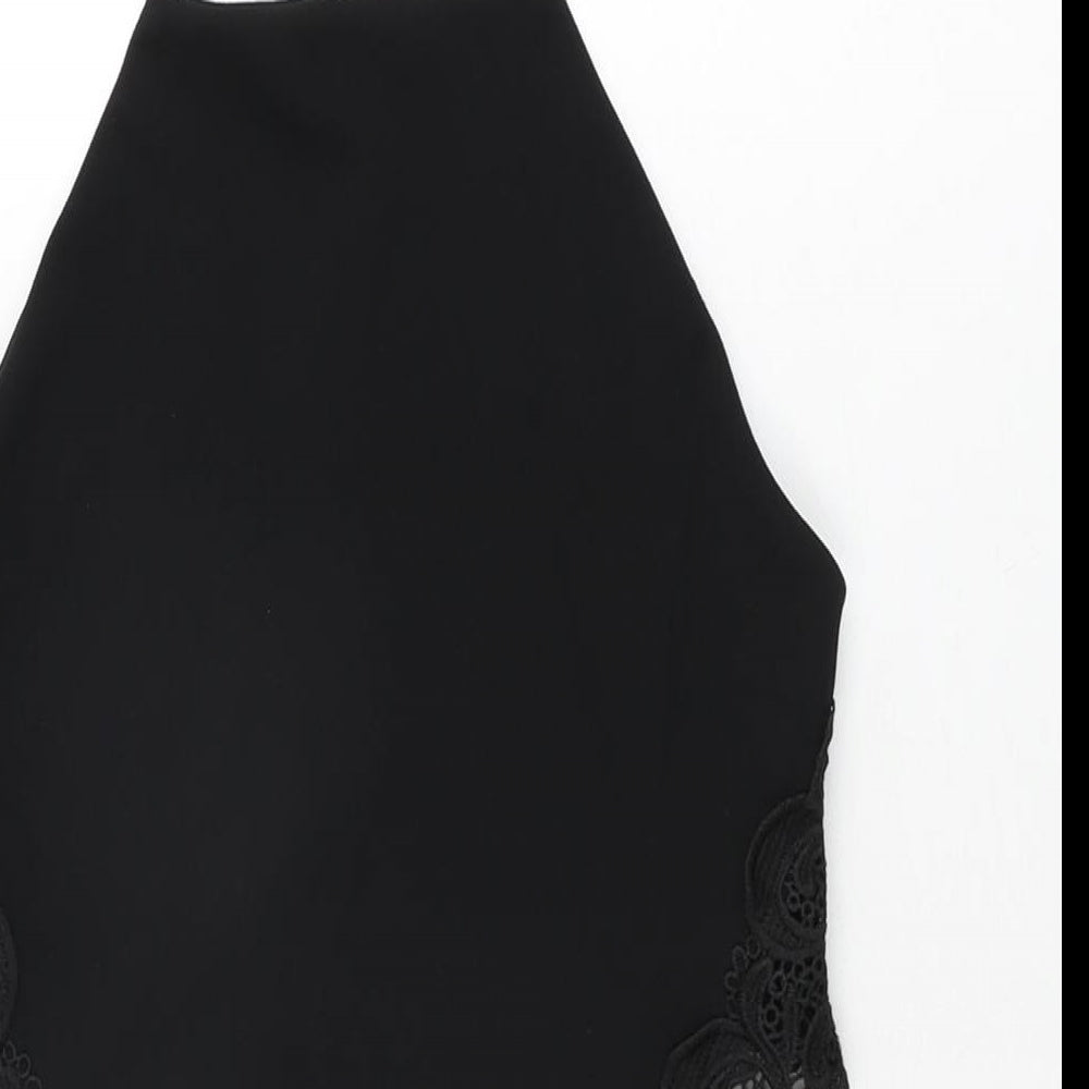 Missguided Womens Black Polyester Bodysuit One-Piece Size 10 Snap