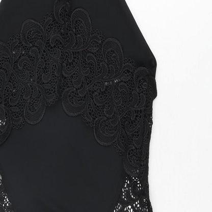 Missguided Womens Black Polyester Bodysuit One-Piece Size 10 Snap